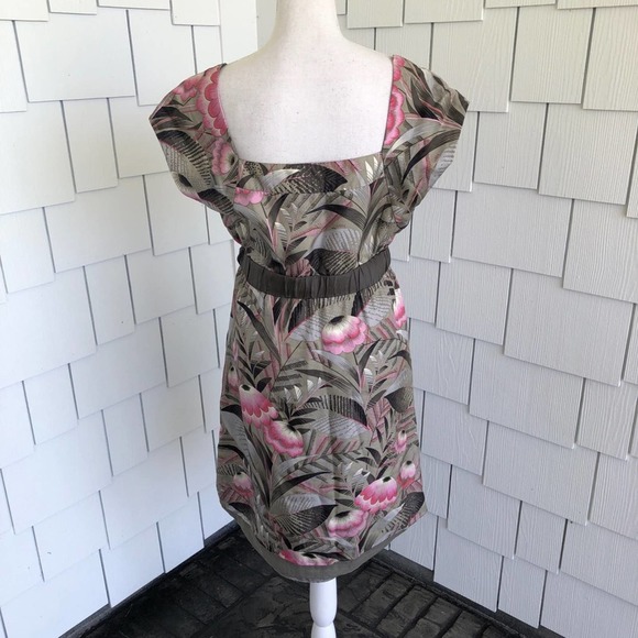 Moulinette Soeurs for Anthropologie Women's Gray/Pink Silk Floral Dress sz 10 - Picture 4 of 4